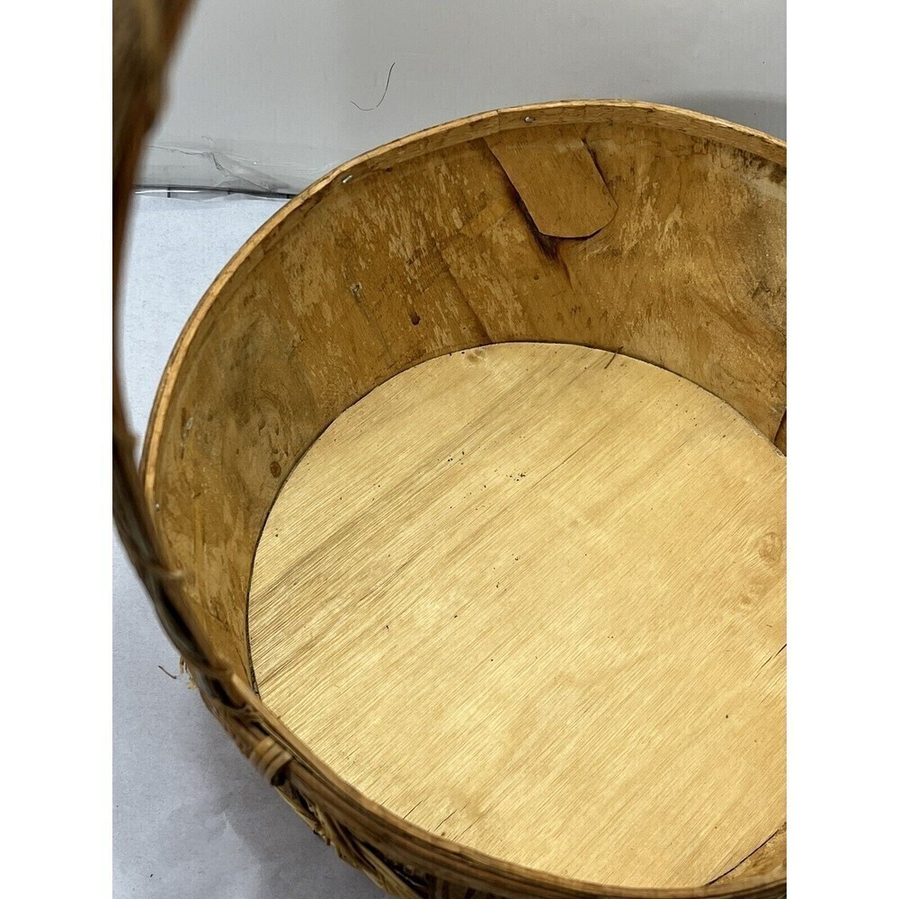 Rustic Hand Woven Basket Raw Birch/Bark Decorative Trim Primitive Boho Farmhouse - Picture 11 of 16